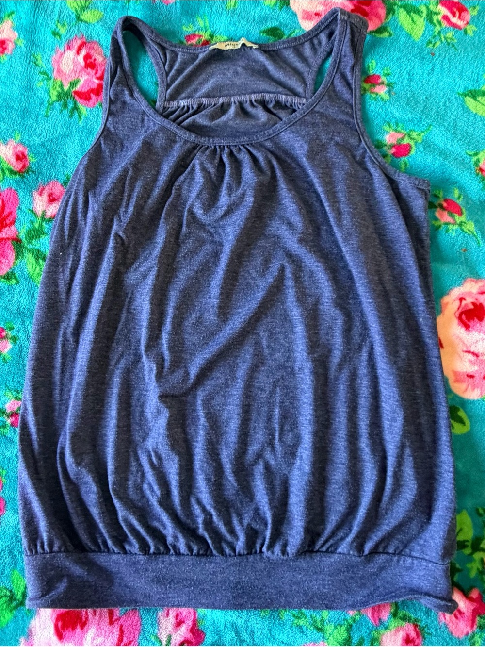 Women’s Navy Gathered Racerback Tank Top - Casual Layering